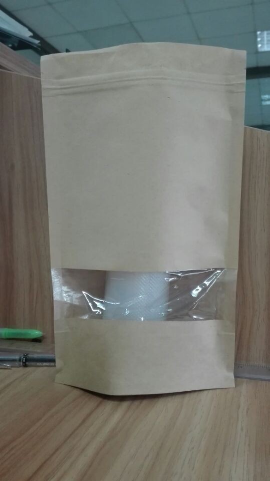 Stand Up Food Gift Pouch ถุงกระดาษแบบกำหนดเองพร้อมหน้าต่าง Ziplock แบบใสผนึกได้