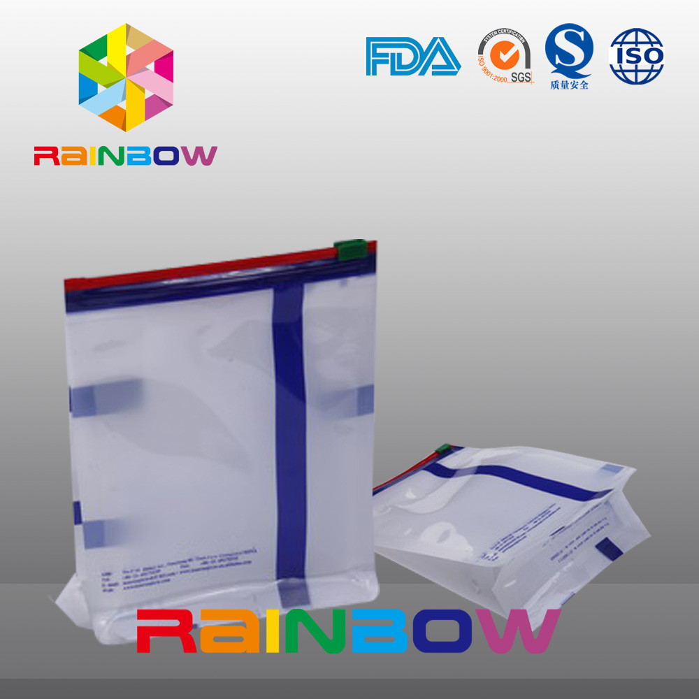 ขนาดที่กำหนดเองสีขาว Qual Seal กระเป๋าเป้าเสื้อกางเกงด้านล่างแบนพร้อมสไลด์ Ziplock สำหรับบรรจุภัณฑ์อาหาร