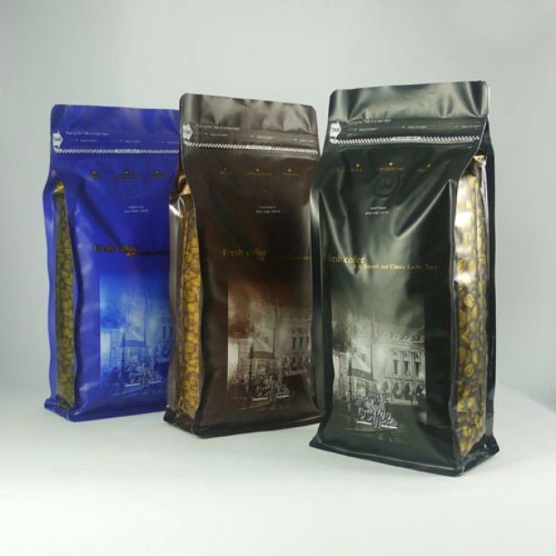 กระเป๋าอลูมิเนียมฟอยล์ด้านล่างเคลือบผิวด้านแบนถุงบรรจุภัณฑ์กาแฟเงินดีบุกไท