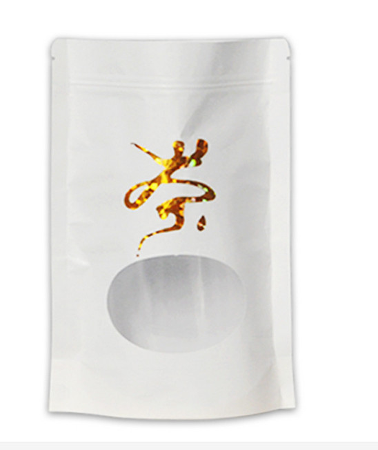 กระดาษคราฟท์สีขาวด้านล่างแบนยืนขึ้นถุงมีซิป ziplock mylar และหน้าต่าง