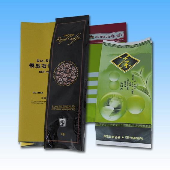 อลูมิเนียมฟอยล์บรรจุด้านข้างเป้าเสื้อกางเกงบรรจุสี่ถุงชากาแฟ