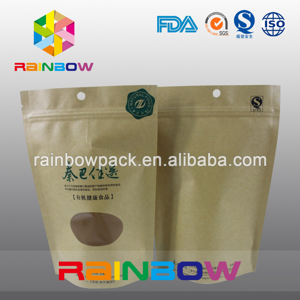 กระดาษคราฟท์ 2oz รีไซเคิล Doypack ถุงกาแฟพร้อมหน้าต่าง