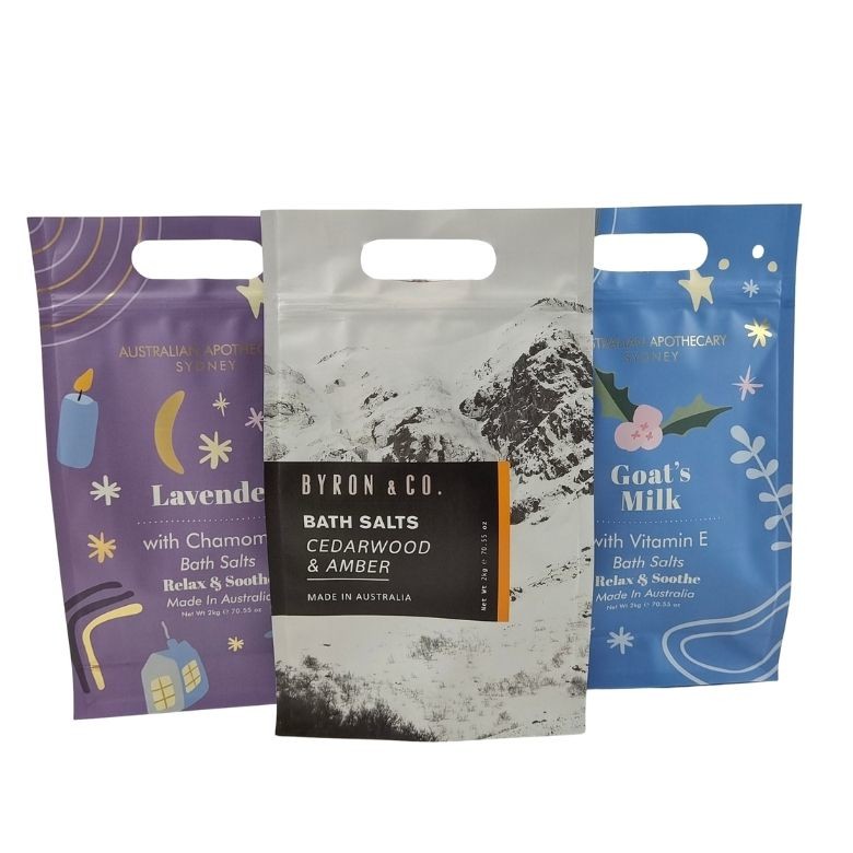 การออกแบบที่กำหนดเอง Stand Up Zipper Pouch Body Scrub บรรจุภัณฑ์อลูมิเนียมฟอยล์ Mylar Bags