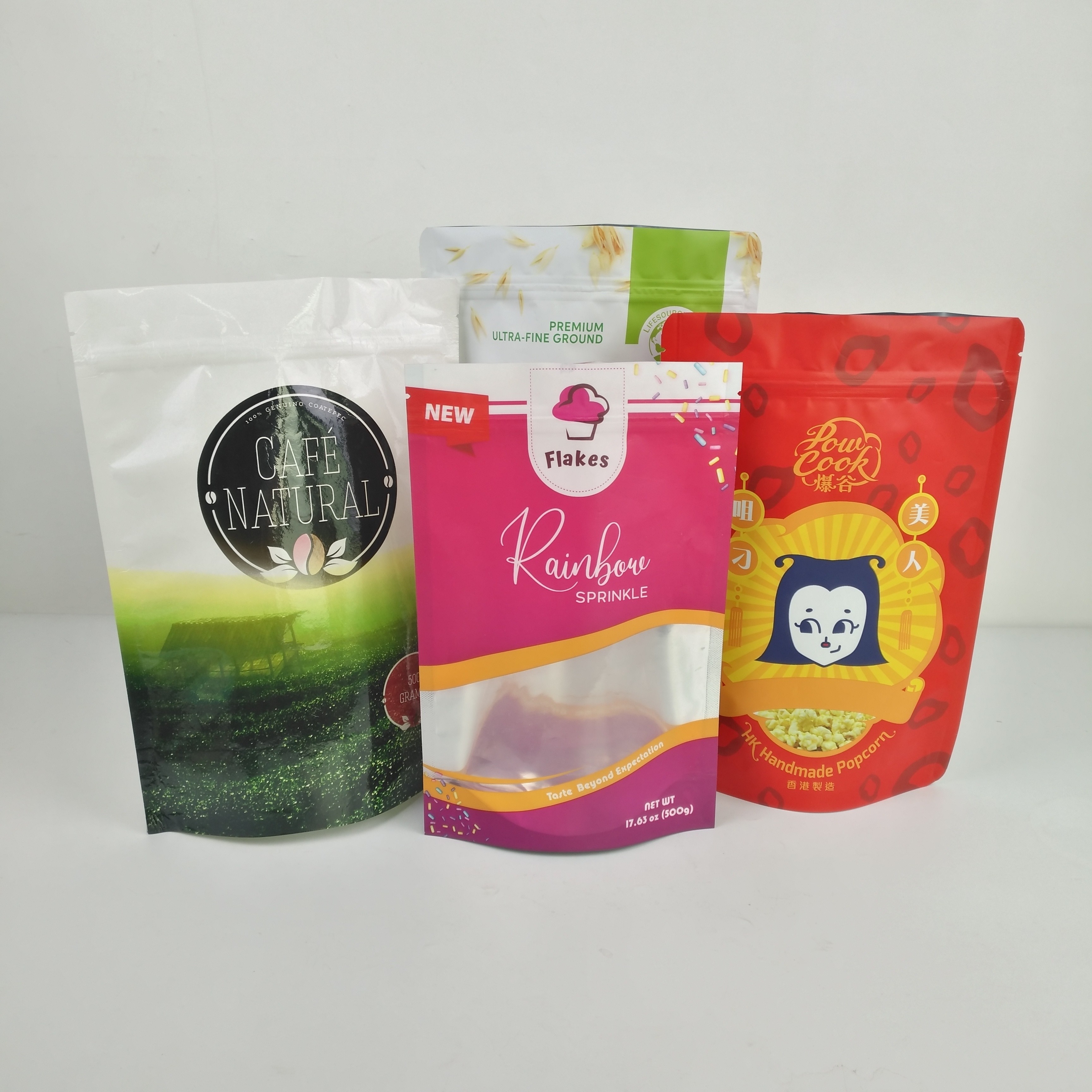 3.5g ถุงบรรจุอาหารกินได้ Mylar Stand Up Pouches พร้อมหน้าต่างซิป