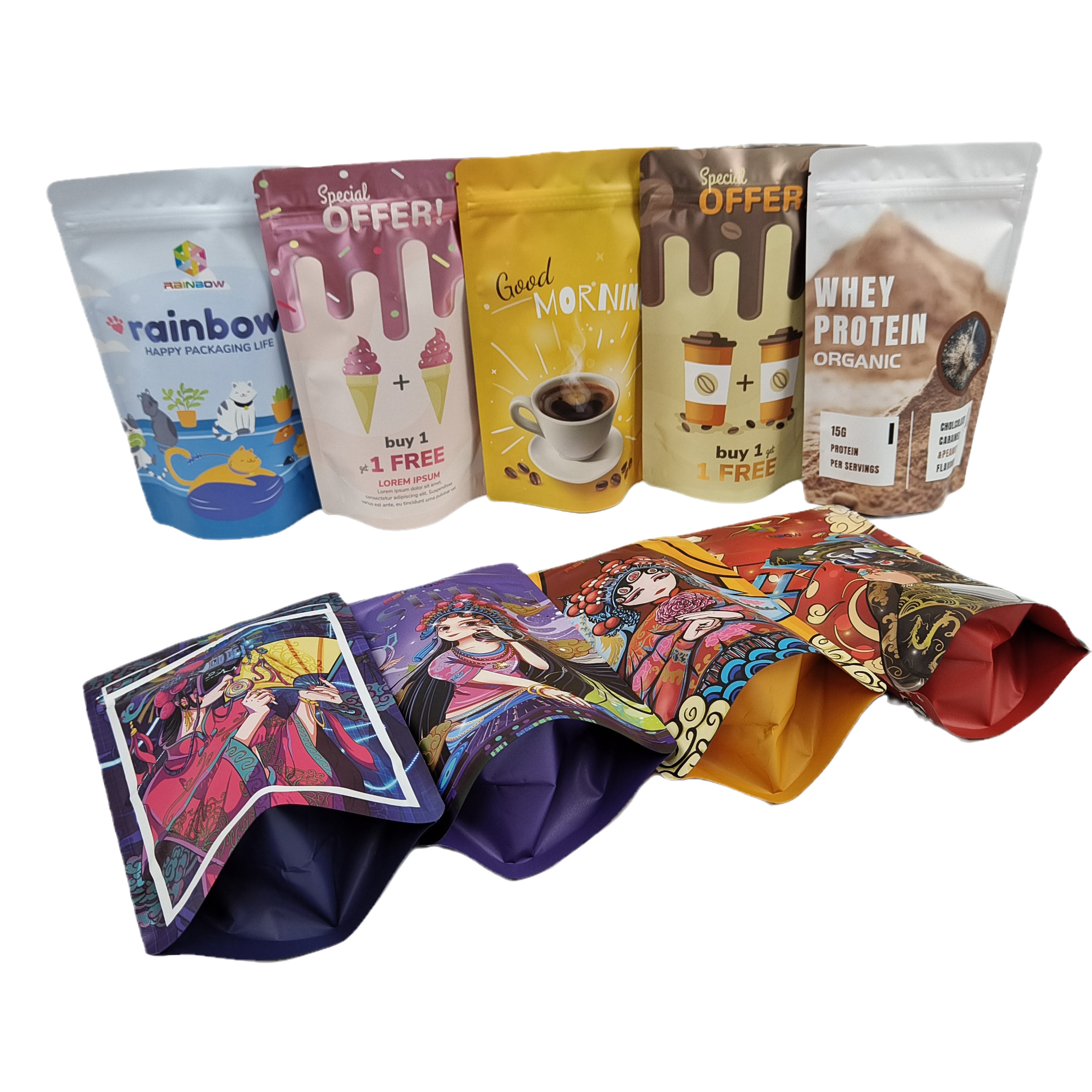 บรรจุภัณฑ์อาหารพร้อมซิปกินได้ 250g Coffee Bar Wrapper Resealable Stand Up Pouch