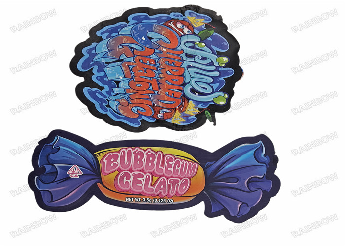 Die Cut Irregular 3.5g ถุงขนมรูปทรงพิเศษบรรจุภัณฑ์อาหารพลาสติก Ziplock ถุง Mylar