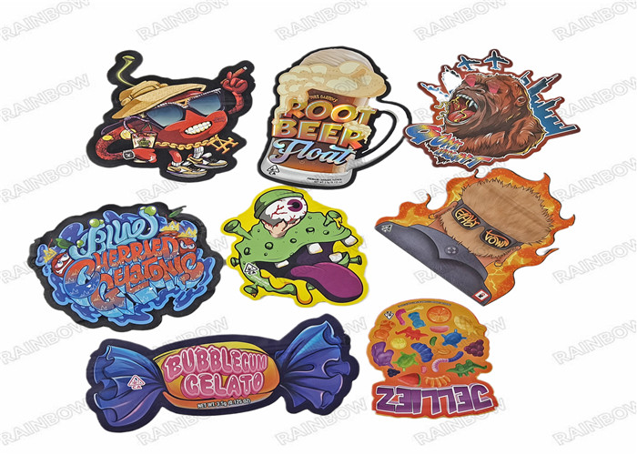 ถุง Mylar ที่กินได้ Die Cut ถุงพลาสติกรูปทรงพิเศษพร้อมถุง Ziplock 3.5g Candy Cookie