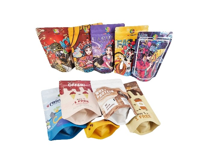 อลูมิเนียมฟอยล์พลาสติกยืนขึ้นกระเป๋ากลิ่นหลักฐานผนึกถุง Mylar Ziplock