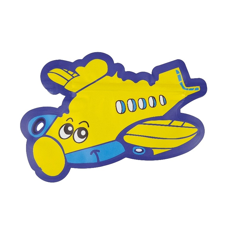 การพิมพ์โฮโลแกรม Die Cut Mylar Bag 3.5g 7g Ziplock รูปร่างผิดปกติพิเศษ