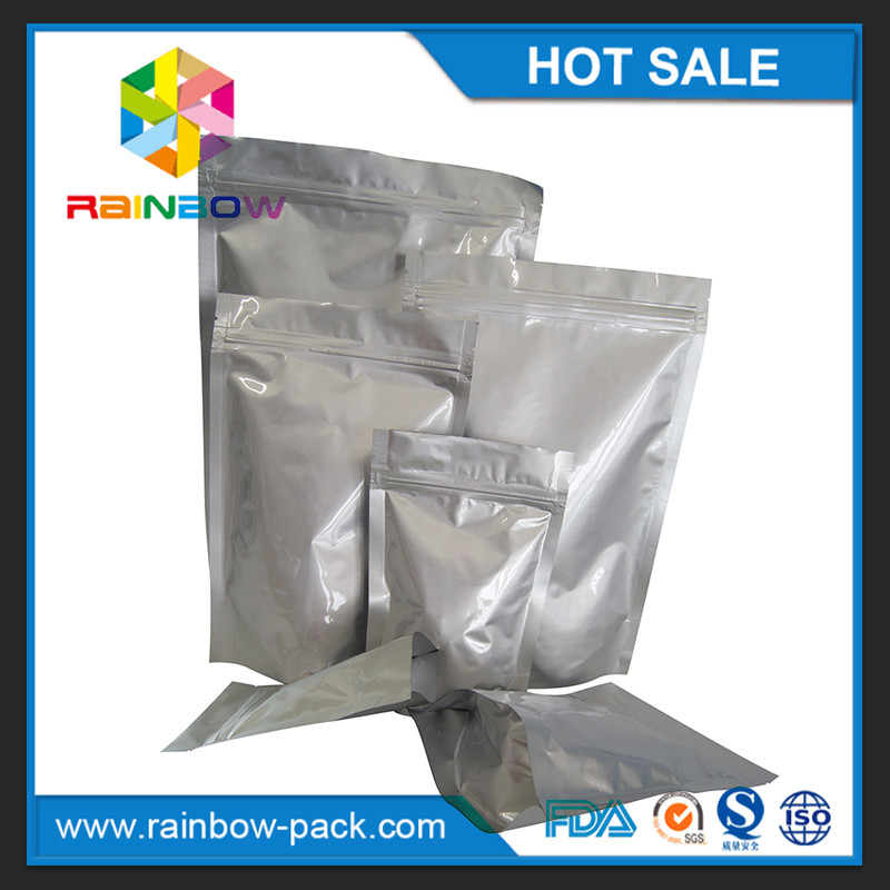อลูมิเนียมฟอยล์ขนาดที่กำหนดเองยืนขึ้นถุง ziplock สำหรับการจัดเก็บอาหาร / ขนม