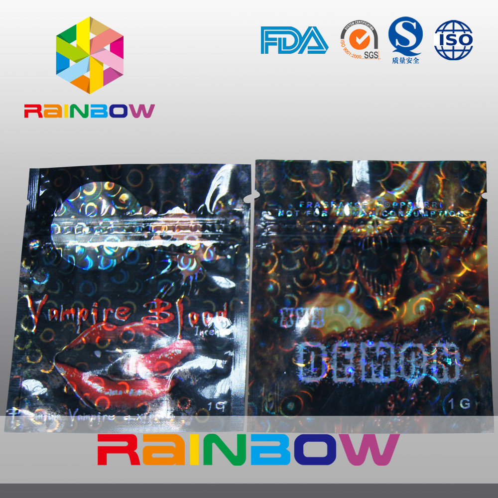 ลามิเนตวัสดุลิงสมุนไพรธูปถุง Ziplock ขนาดเล็กที่มีรอยฉีกขาด