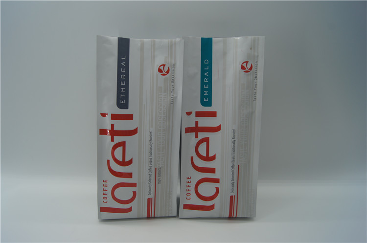 Customzied ด้านเป้าเสื้อกางเกงถุงบรรจุภัณฑ์กาแฟสำหรับกาแฟบดกับวาล์ว