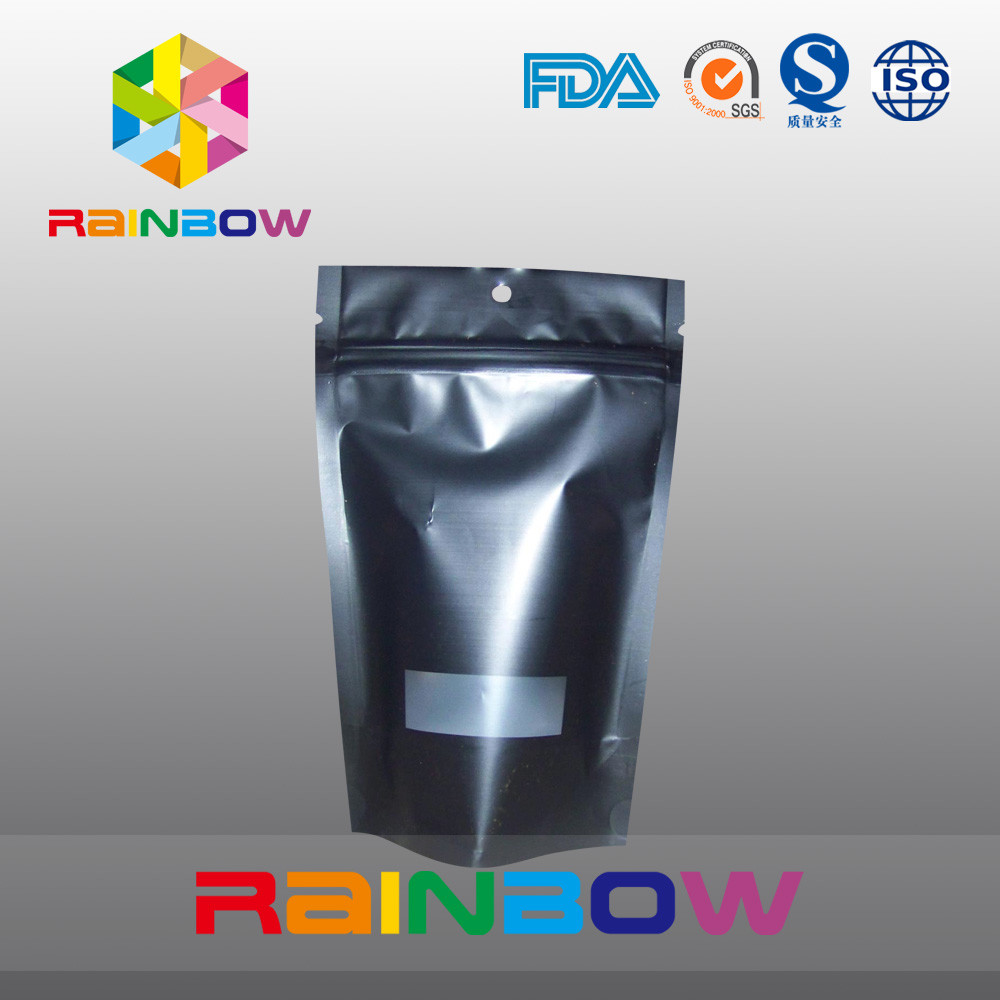 นำมาใช้ใหม่เคลือบสีดำ Doypack Ziplock ถุงกาแฟกราเวียร์พิมพ์ป้องกันความชื้น