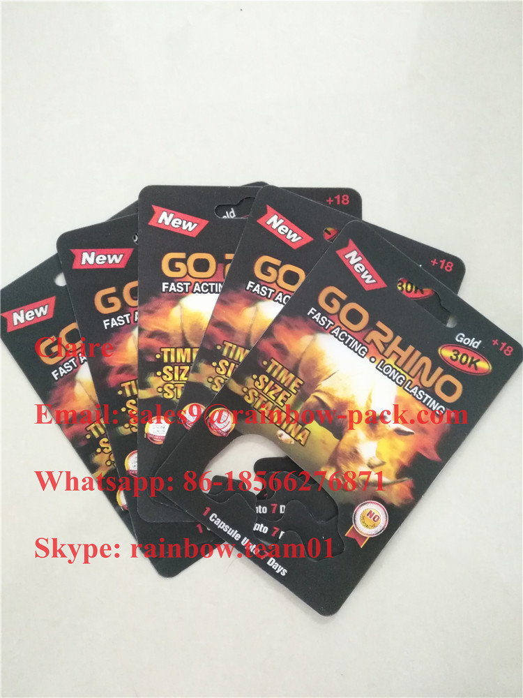 ขายส่งสหรัฐอเมริกาแรดยาบรรจุภัณฑ์บรรจุภัณฑ์พลาสติกบัตร 3D สำหรับไปแรดแคปซูลภาชนะ / กระสุน / ขวด