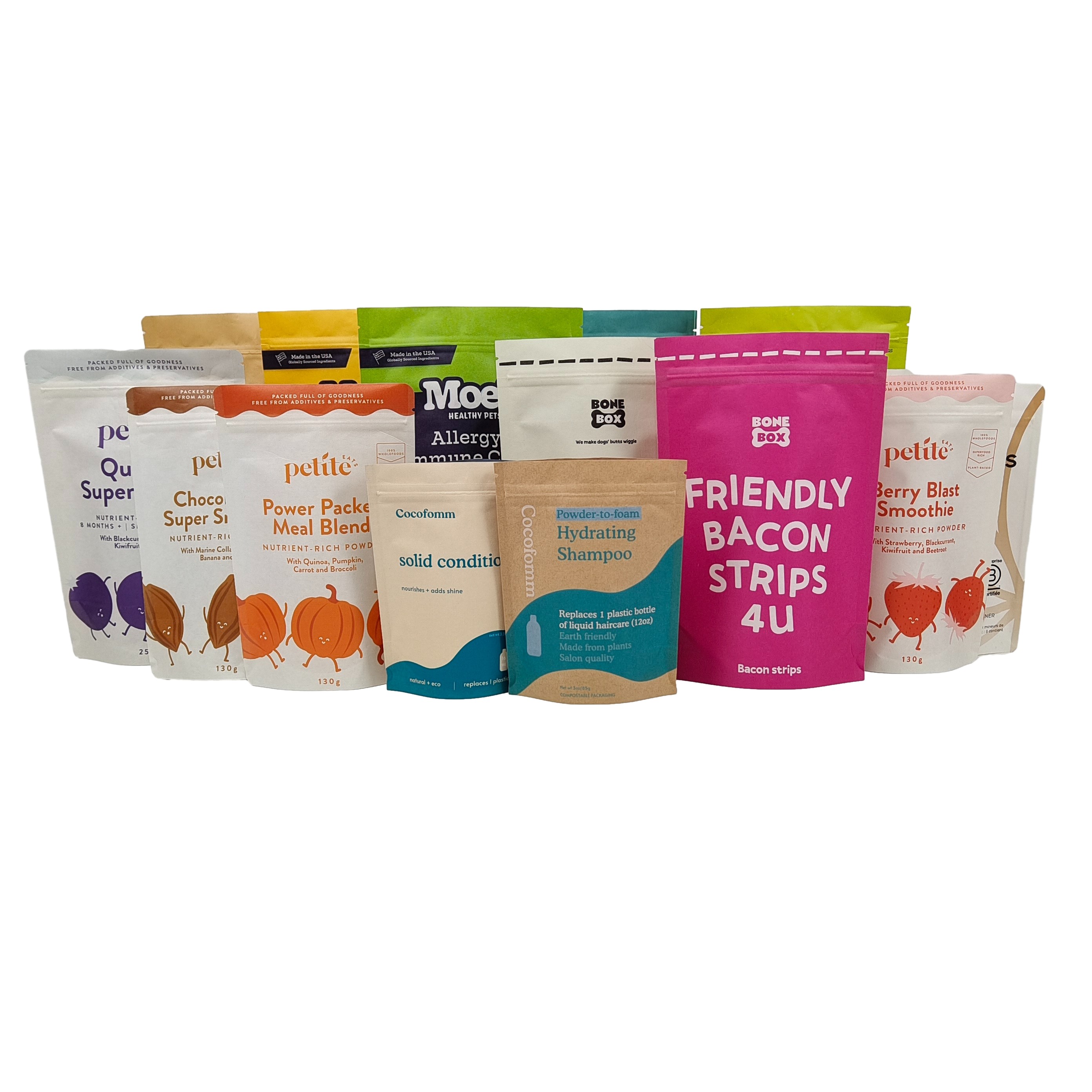 โลโก้ที่กําหนดเอง พิมพ์ พิเศษถอดรส 100% กระเป๋าบรรจุ กระเป๋าพลาสติกที่สามารถนําไปใช้ได้อีก