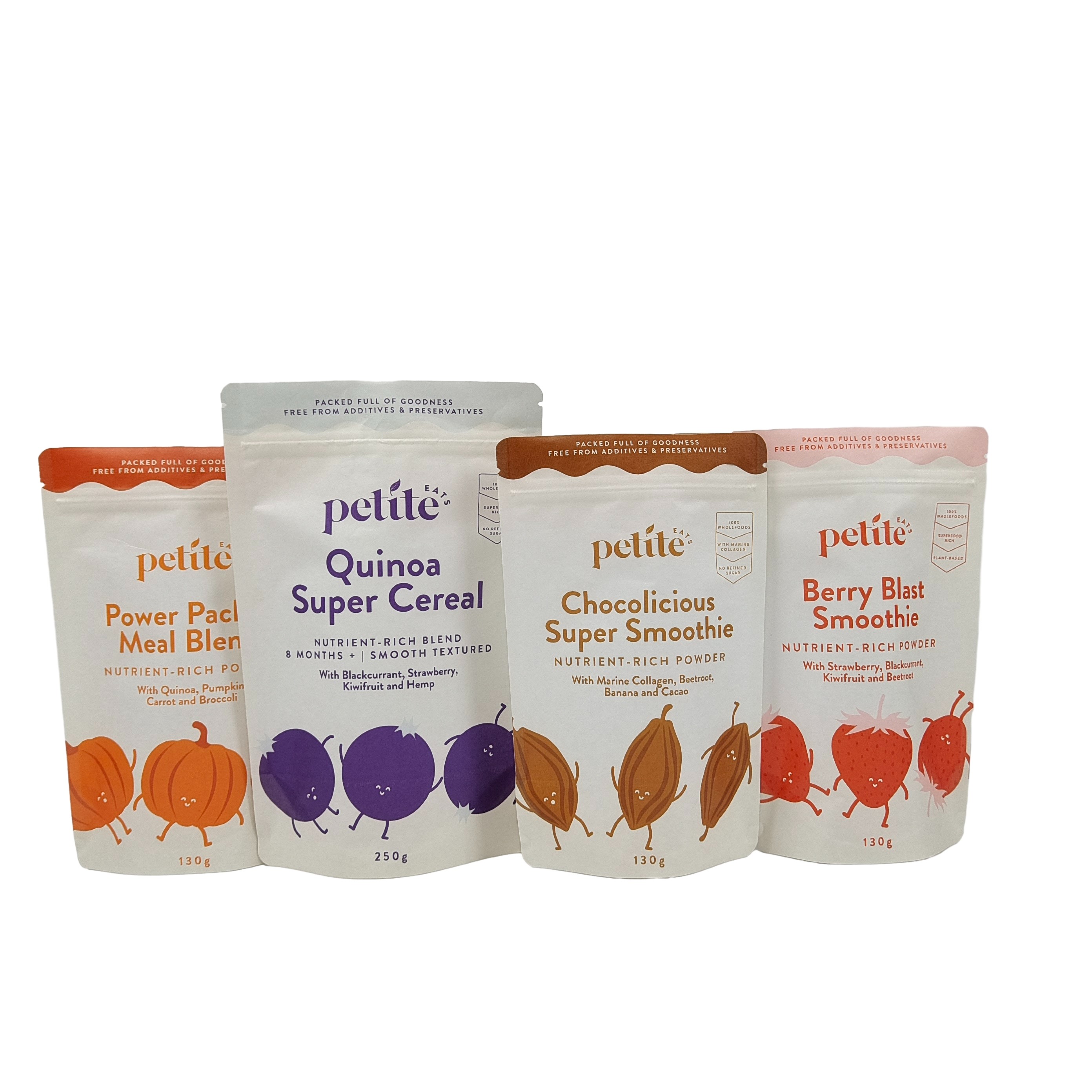 ผสมพลาสติกที่สามารถรับประทานได้ตามสั่ง กระเป๋าสะพายชีวภาพ กระเป๋าสะพายอะลูมิเนียม โฟลยซิปล็อค Doypack สําหรับชา กาแฟ อาหารว่าง