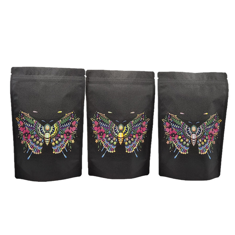 ขายปลีก กระเป๋าบรรจุกระดาษ Kraft ที่เป็นมิตรต่อสิ่งแวดล้อมแบบกําหนดเอง พร้อมกระเป๋า Mylar ที่ปิดใหม่ได้ด้วยจุด UV สําหรับผงโปรตีนเครื่องเทศ