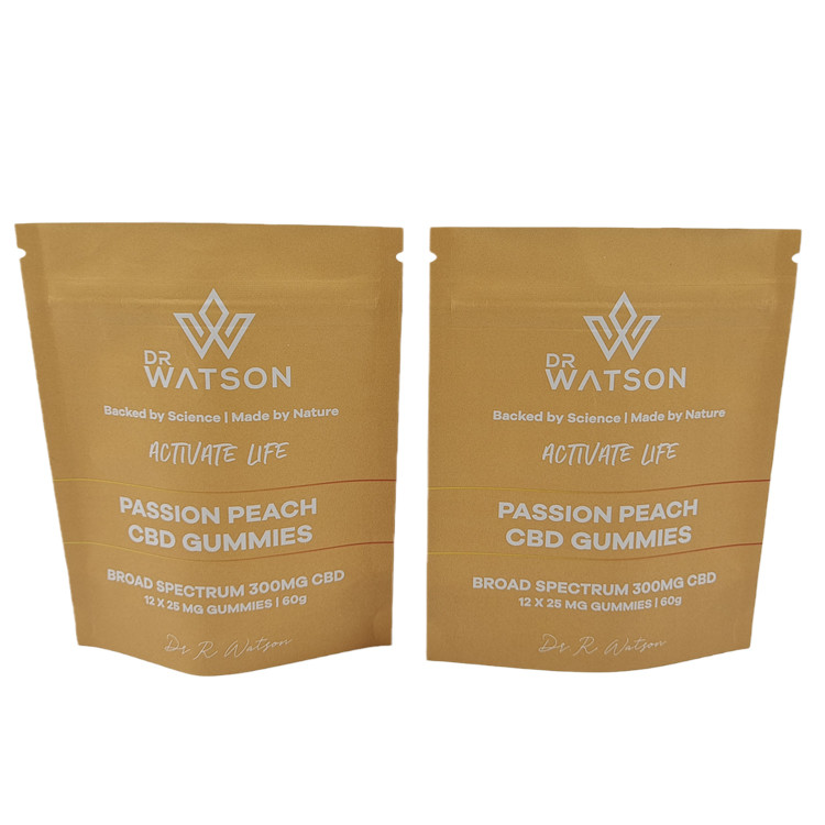 ขายร้อน การออกแบบตามสั่ง พิมพ์ Biodegradable ยืนขึ้น Kraft กระดาษกระเป๋า Eco Friendly กล่องขนมหวาน