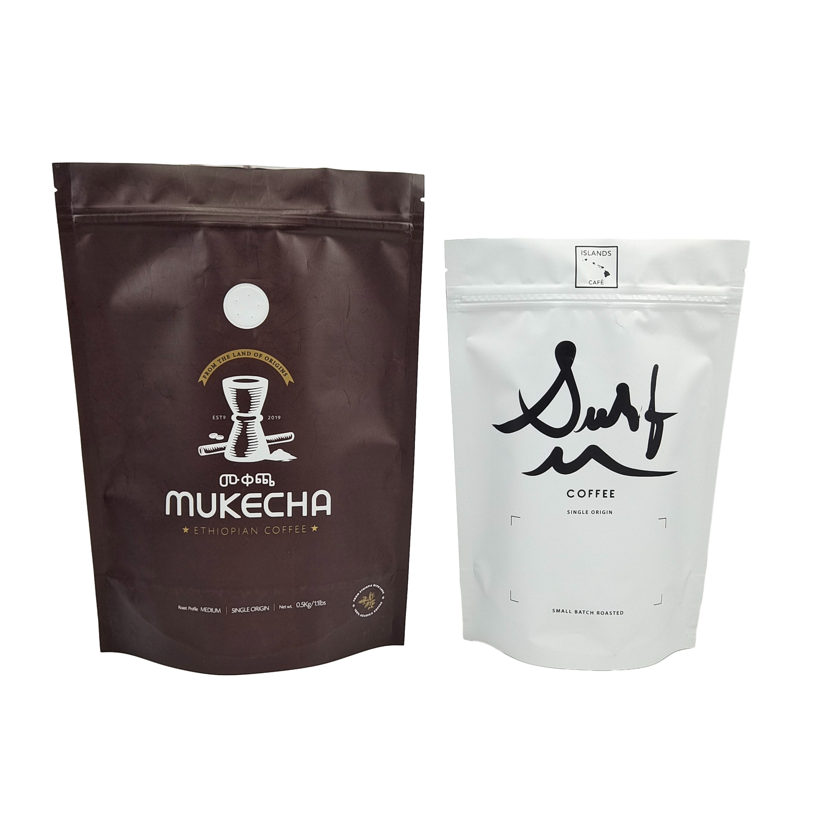 อาหารที่กําหนดเอง สีสันกระเป๋า โลโก้ พิมพ์บรรจุ กาแฟ ยืนขึ้น กระเป๋าซิปปอร์ ด้วยวาล์ว