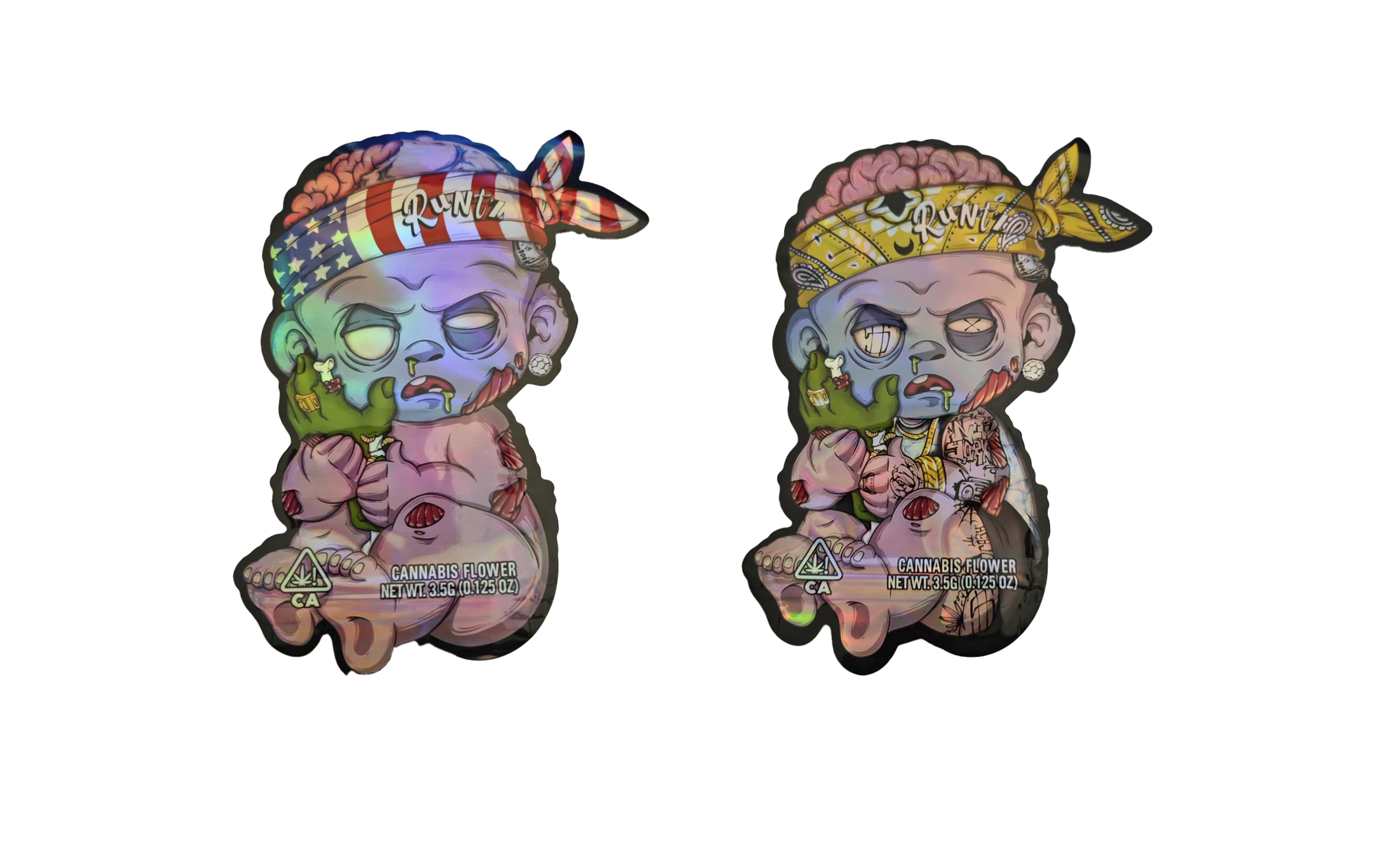 การออกแบบตามสั่ง Diecut Circle Dye Cut Mylar Bag อาหารเกรด 3.5 กรัม ไม่กลิ่น Shape Custom Die Cut Mylar Bag