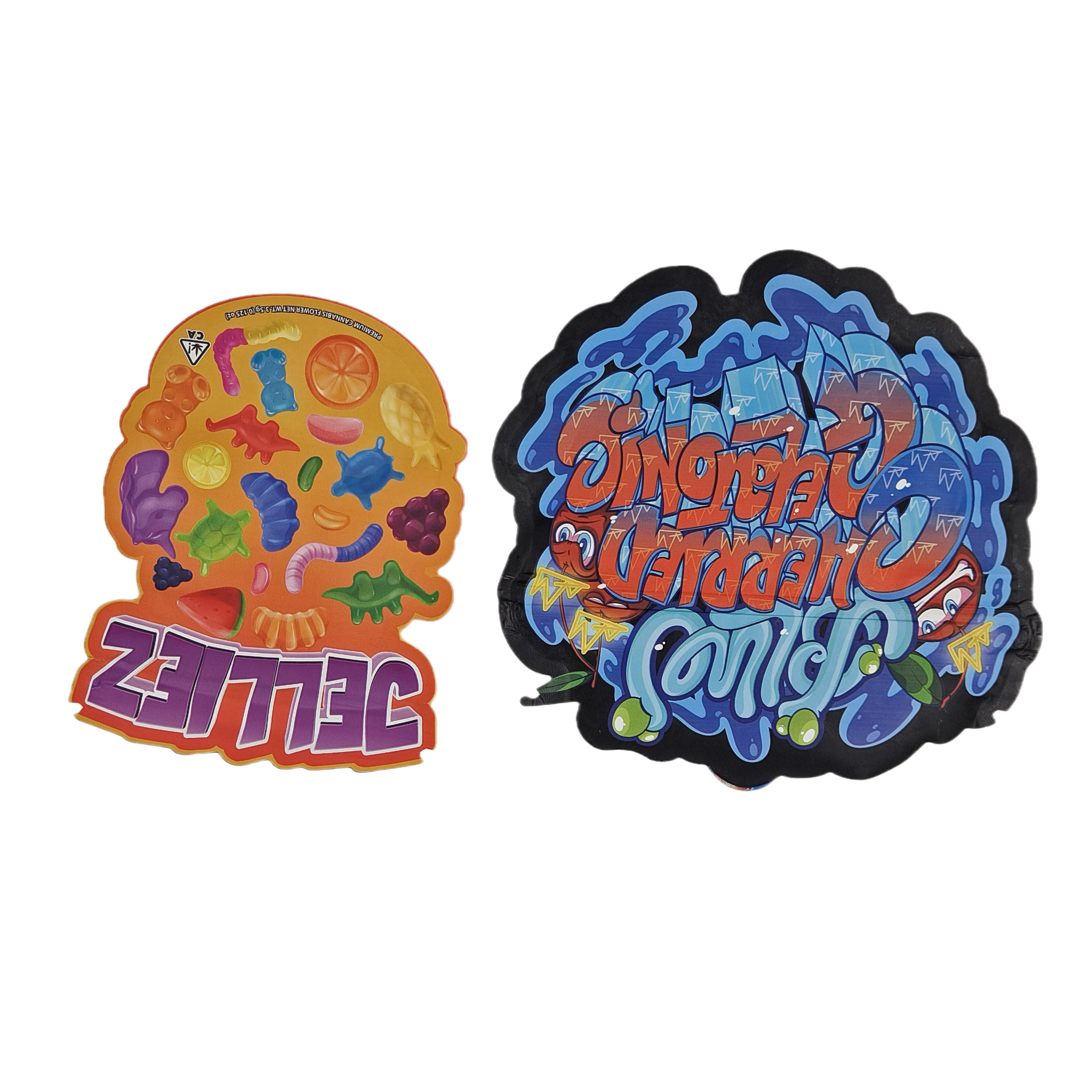 การพิมพ์แบบกําหนดเอง Soft Touch Holograph Die Cut แบบไม่เรียบร้อย รูปทรงพิเศษ พลาสติกซิป Mylar ถุงบรรจุอาหาร