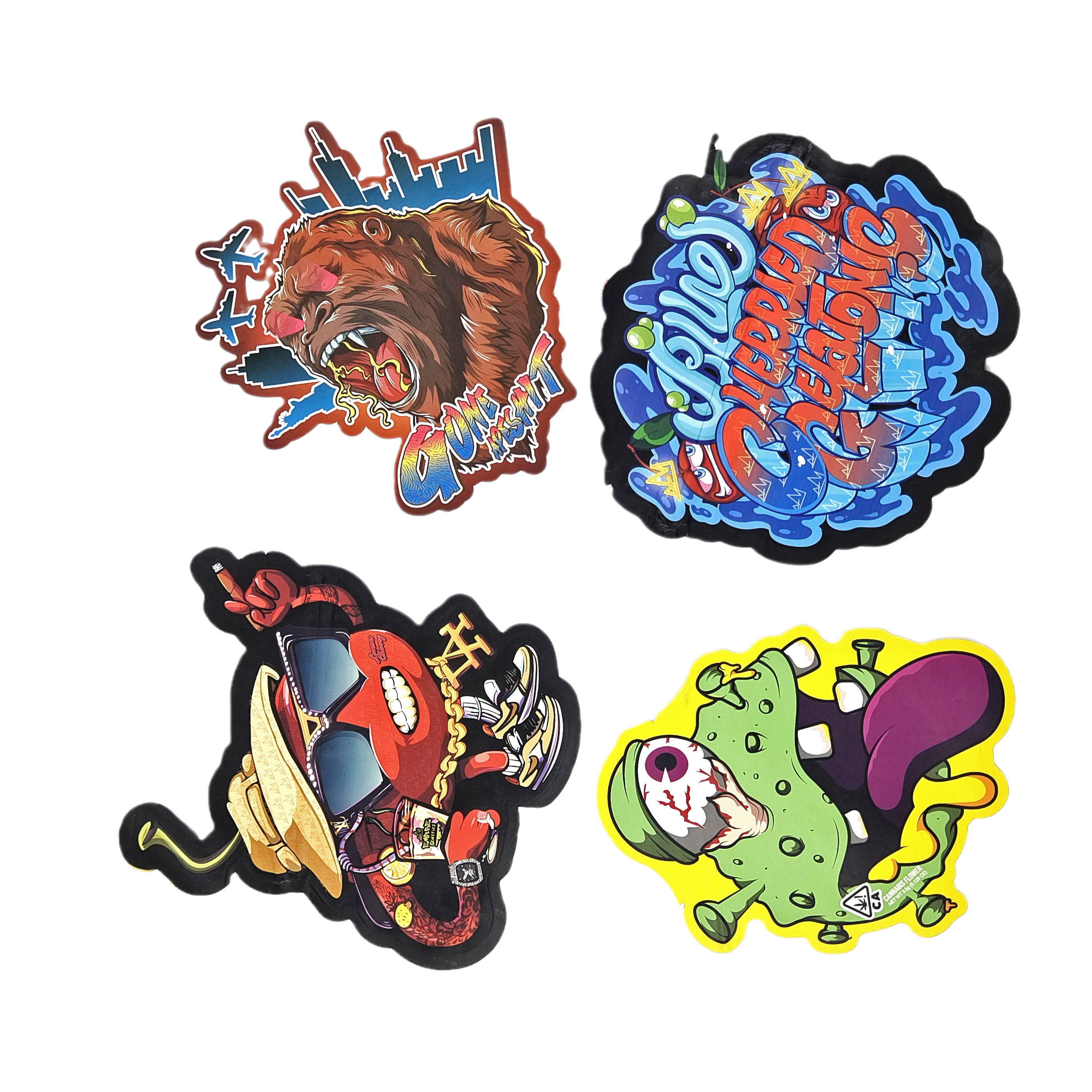 กระเป๋าอาหารที่พิมพ์ตามสั่ง กระเป๋าพลาสติกบรรจุกระเป๋าพลาสติกแบบตัดเฉพาะด้วย Ziplock กระเป๋าอาหารว่าง 3.5g กระเป๋า Mylar