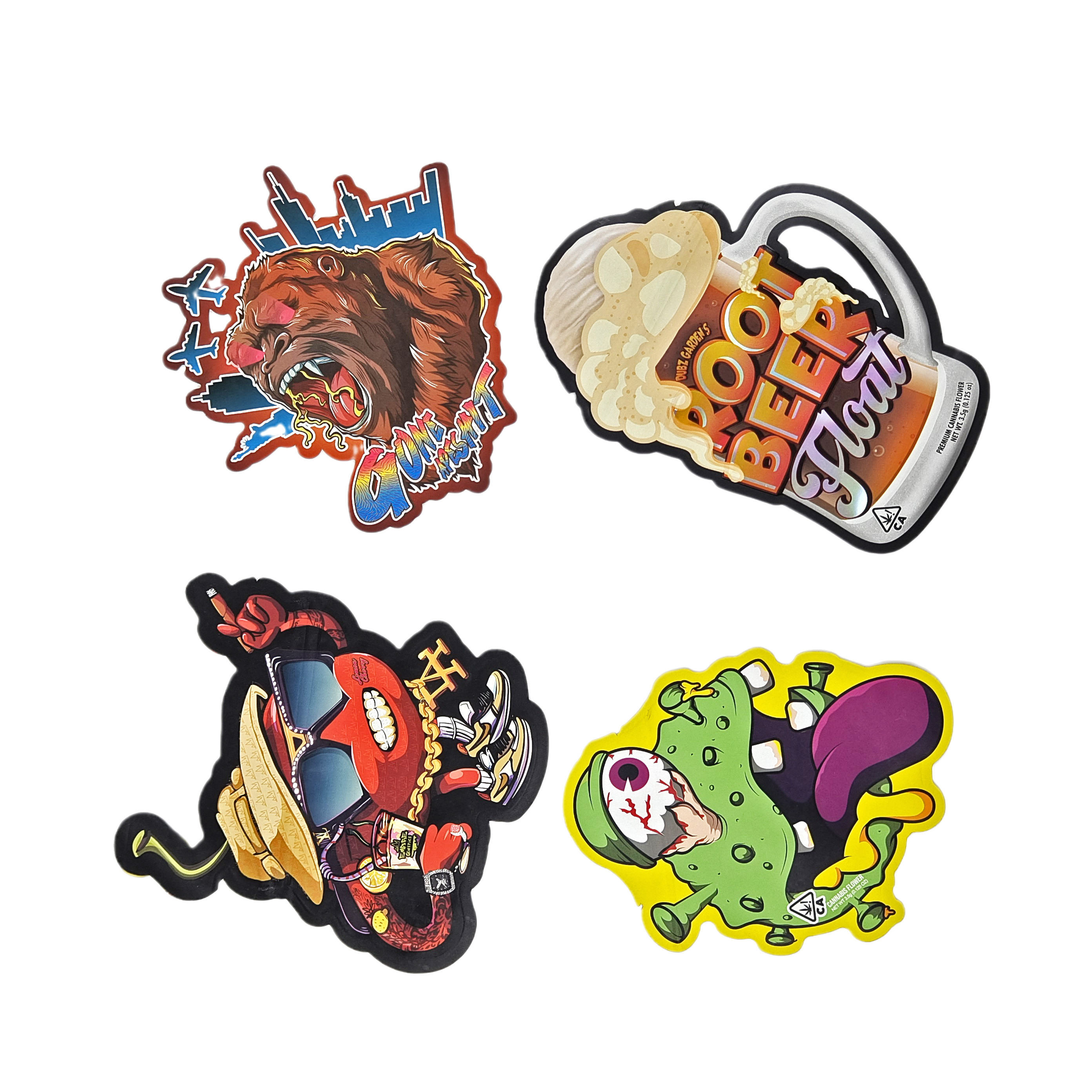 3.5 กรัม 7 กรัม พิมพ์ตามสั่ง พิเศษ ตัดเจาะ กระเป๋าไมเลอร์ทรงไม่เรียบร้อย กันกลิ่นด้วยซิป แพคเกจอาหารว่าง กระเป๋าไมเลอร์