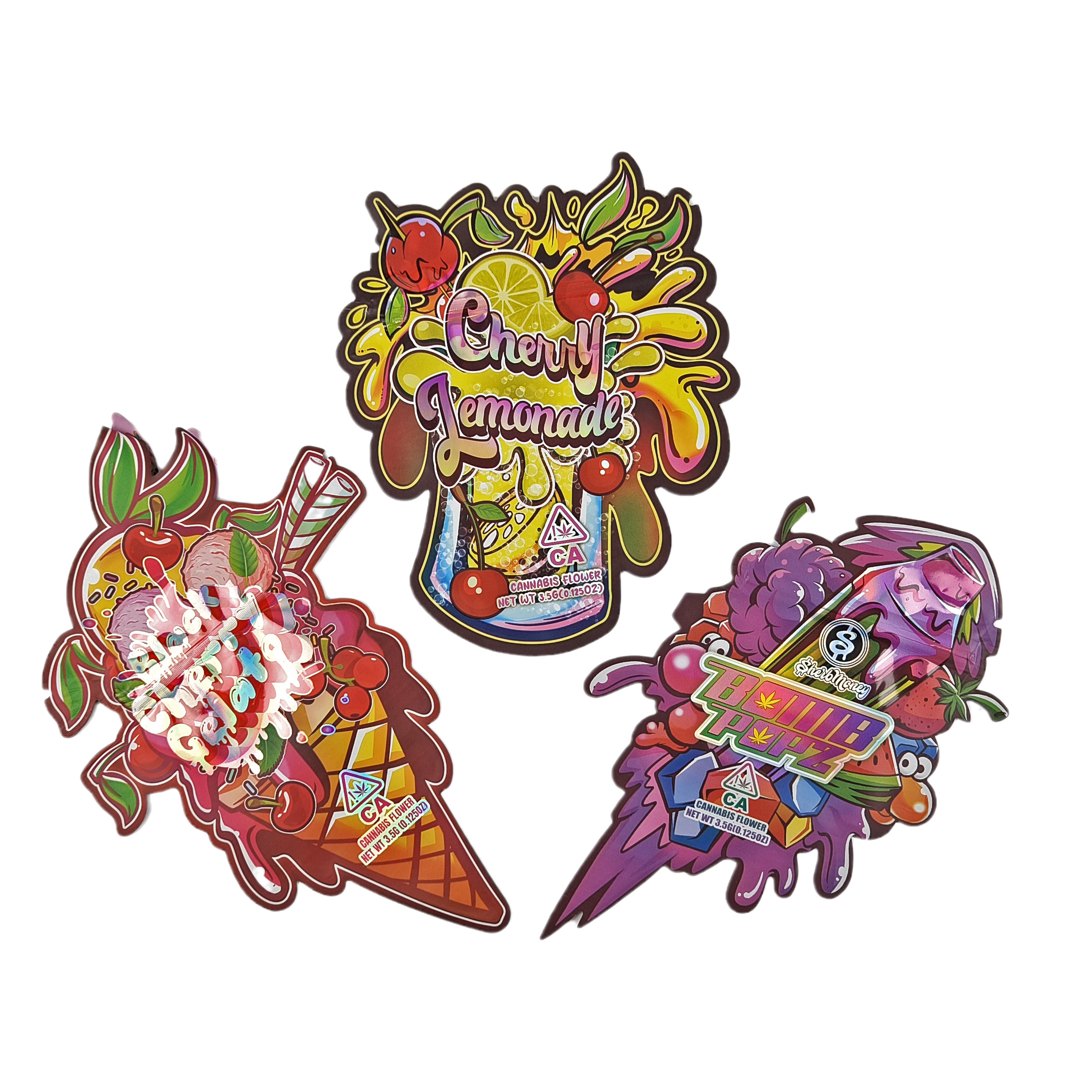 ขายปลีก 3.5 กรัม กระเป๋าสะพาย Ziplock ประกอบด้วยการตัดแบบจําเพาะ สําหรับบรรจุอาหาร