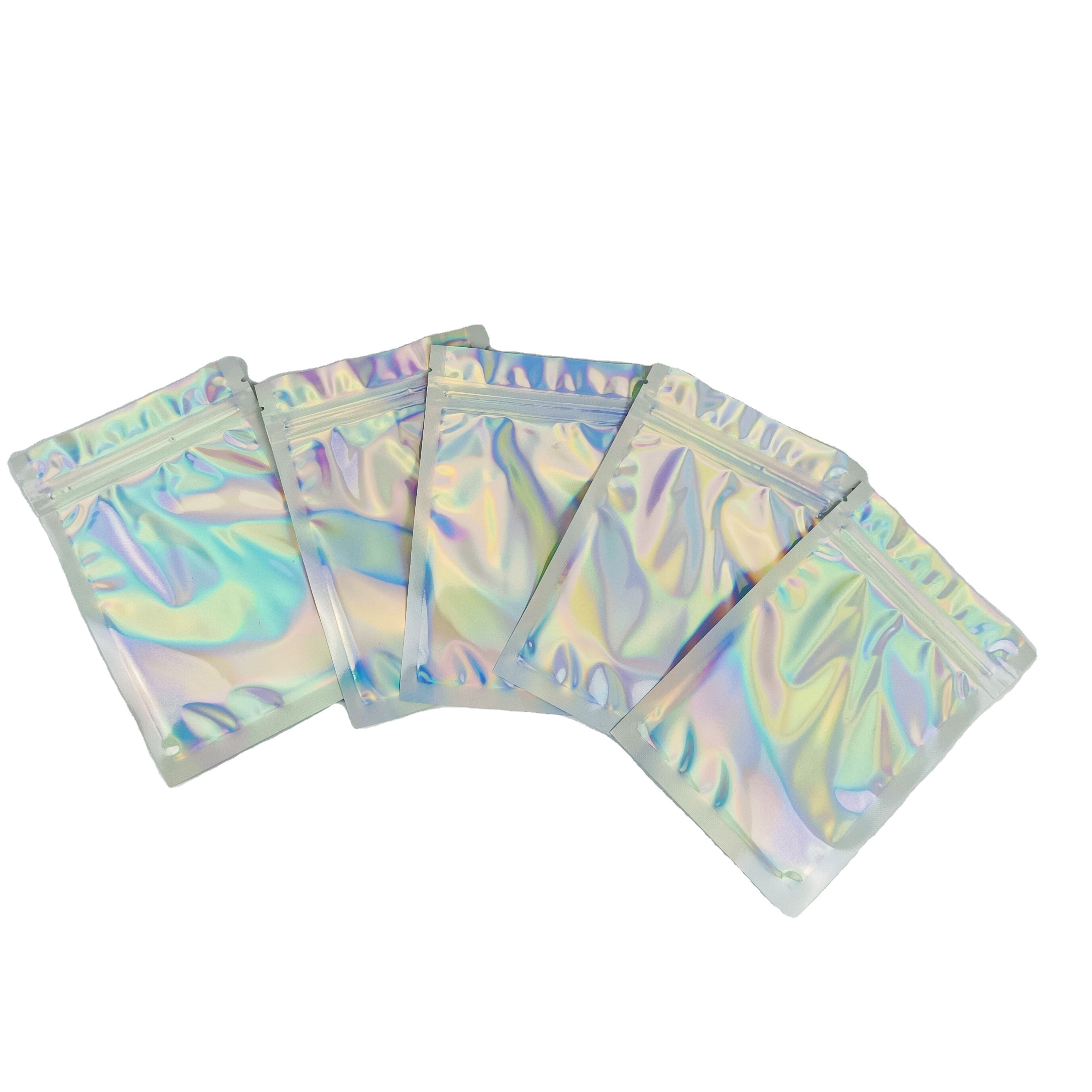 โลโก้ที่กําหนดเอง ซิปล็อคกระเป๋าสะพาย หนังโฮโลแกรฟิกแบน มินิมายลาร์ 3 ด้าน