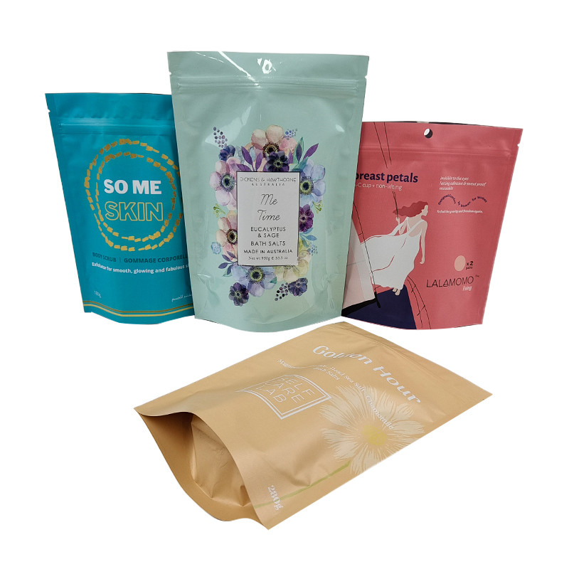 ถุงซิปแบบยืนสําหรับพัสดุและเครื่องสําอางที่สามารถปรับแต่งตัวอย่าง