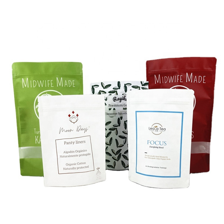 โลโก้ที่ปรับแต่งได้ด้วยวิธีชีวภาพ 100 กรัม 250 กรัม ชา กาแฟ ผลไม้แห้ง ถุงบรรจุ