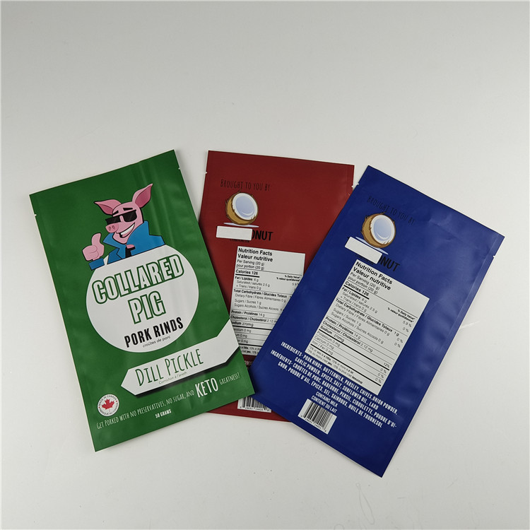 ผู้ผลิต ขนาดที่กําหนดเอง เก็บกระเป๋าอาหารว่าง แพ็คเกจ แมท แอลูมิเนียมฟอยล์ ยืนขึ้น กระเป๋า Ziplock แพ็คเกจ