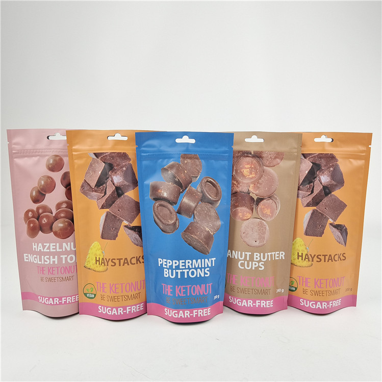 คุณภาพดีที่สุด โลโก้ที่กําหนดเอง พิมพ์ Advanced Laminating Stand Up Zipper Bags สําหรับบรรจุกระเป๋าอาหารว่าง