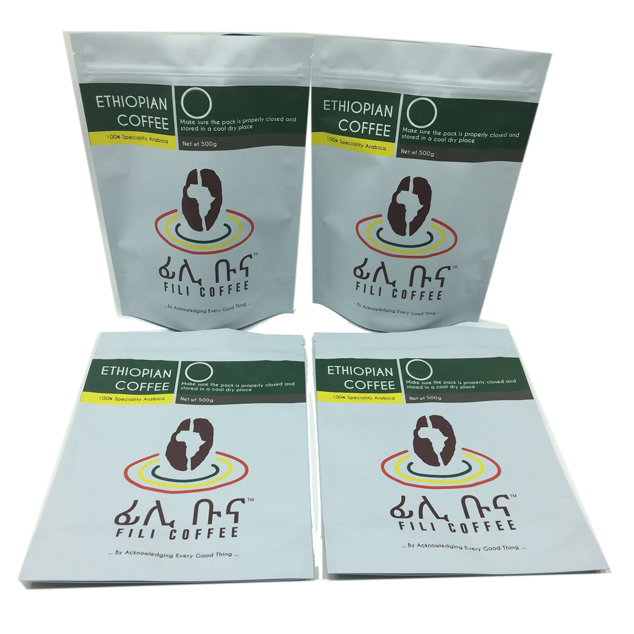 พื้นผิวด้านฟอยล์ด้านในมีถุงซิปบรรจุภัณฑ์ถุงกาแฟ 500 กรัม