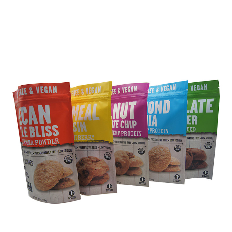 ถุงพลาสติกบรรจุถุงซิปยืนสำหรับบรรจุภัณฑ์ช็อคโกแลตชิพบิสกิตคุกกี้