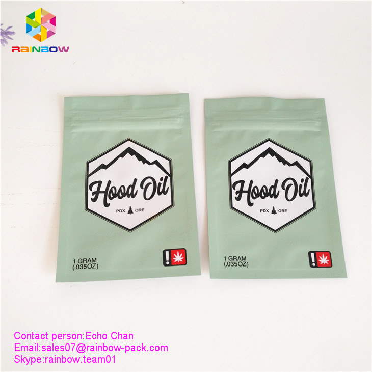 1 กรัม CBD น้ำมัน / เครื่องดูดควันน้ำมันถุงพลาสติกบรรจุภัณฑ์ 3 ด้านปิดผนึกถุง ziplock mylar
