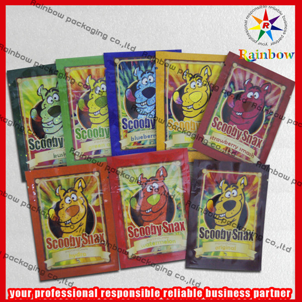 ถุงอลูมิเนียมฟอยล์ Scooby Snax Ziplcok รีไซเคิลสำหรับบรรจุภัณฑ์อาหาร