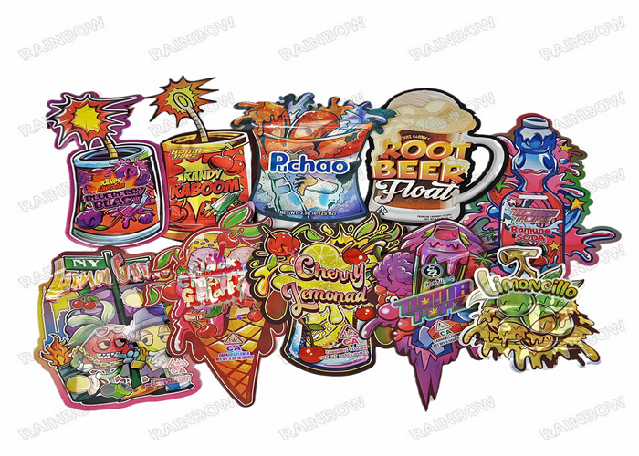 Holograph Custom Shaped Aluminium Soft Touch 3.5g บรรจุภัณฑ์อาหาร Mylar Bags Die Cut Pouches