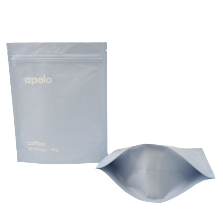 กระดาษไครฟท์ที่พิมพ์ตามสั่ง ถุงรัดรัดซิปเปอร์ถุง Mylar ถุงที่ปิดใหม่สําหรับผงเมล็ดกาแฟ