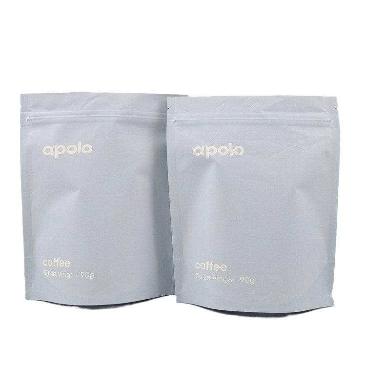 ขายร้อน cuCstom พิมพ์ Eco Friendly กระเป๋ากระดาษ Kraft ปิดใหม่สําหรับผงโปรตีนกาแฟ