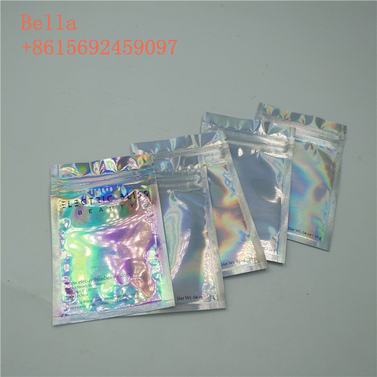 สามด้านประทับตราฟอยล์บรรจุภัณฑ์กระเป๋าเครื่องสำอางเล็กยืนถุงมีซิป