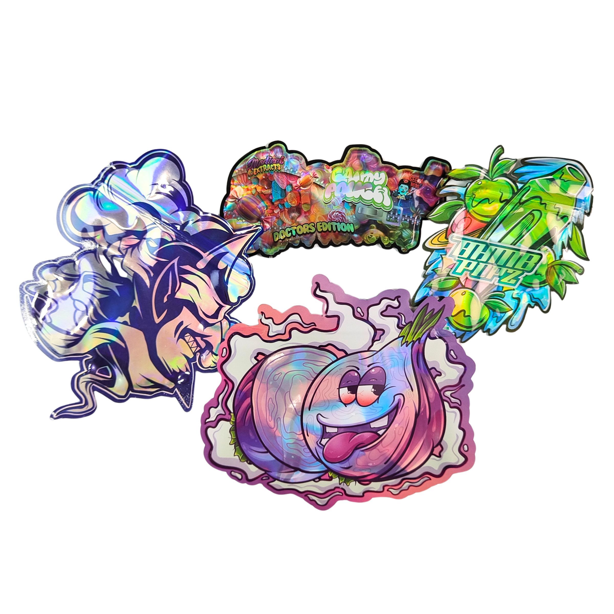 รูปแบบตามต้องการ 3.5g กล่องแสดงภาพ Mylar กระเป๋ากันเด็ก Soft Touch Die Cut Bag สําหรับ 1g 3.5g 7g 14g 28g พลาสติกกินได้