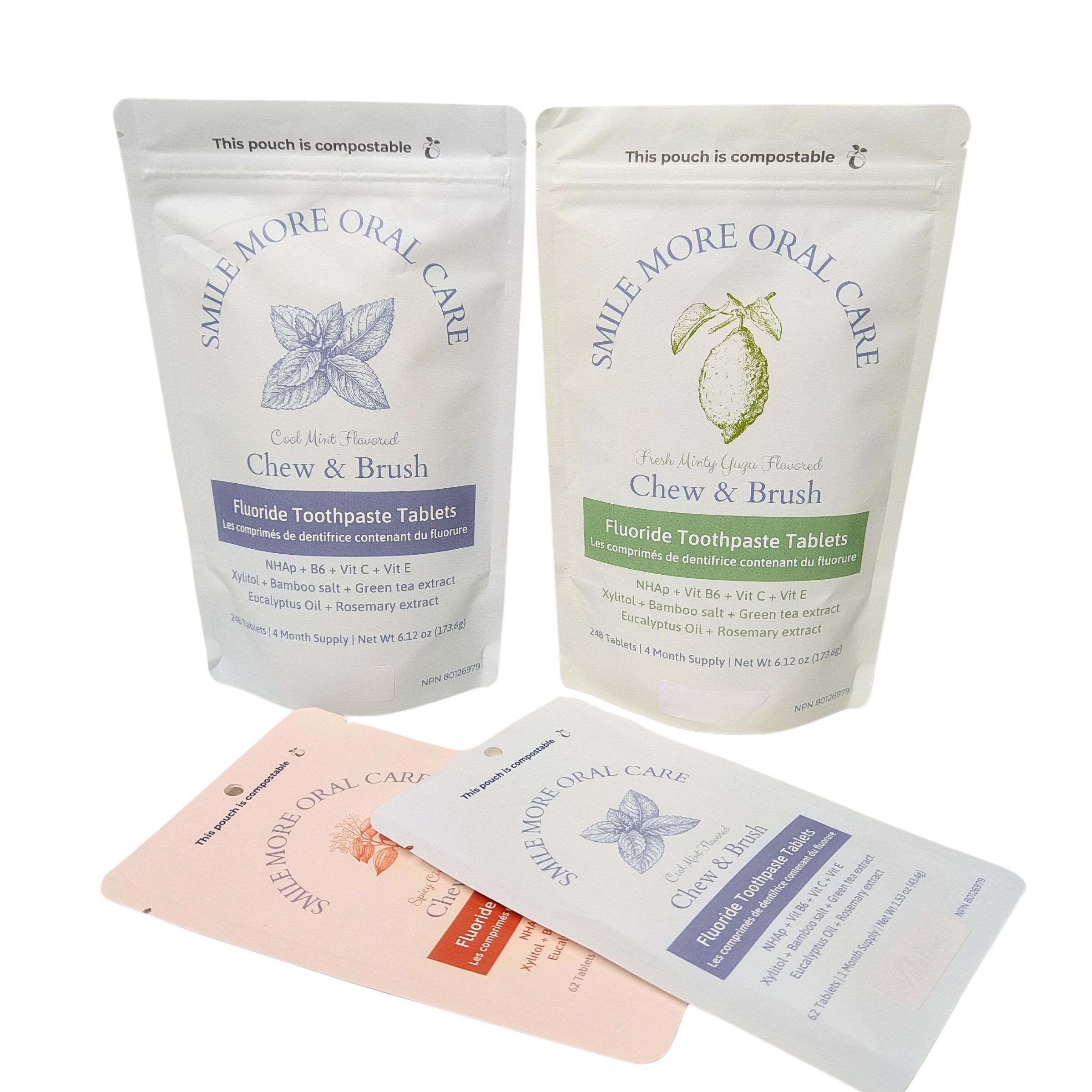 กระเป๋ากระดาษไครฟอฟต์ที่สามารถบีโอสลายได้ กระเป๋ายืนสีขาว กระเป๋าพลาสติก Ziplock สําหรับอาหารสัตว์เลี้ยง