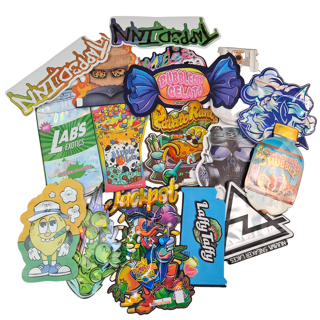 ถุงมายลาร์แบบไดคัทสั่งทำพิเศษ Rainbow Packaging รูปทรงพิเศษ 3.5g 7g 14g 28g ป้องกันเด็ก กันกลิ่น ถุงพลาสติกสำหรับใส่ดอกไม้ที่กินได้