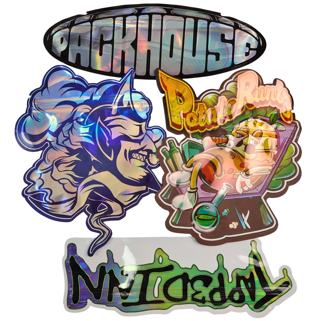 ถุงไมลาร์เคลือบเงาแบบไดคัทพร้อมซิป Hot Sale สำหรับใส่ขนมอบ กลิ่นไม่พึงประสงค์ 3.5 7g 14g 28g เห็ดกัมมี่ พิมพ์ลายตามสั่ง ถุงพลาสติก