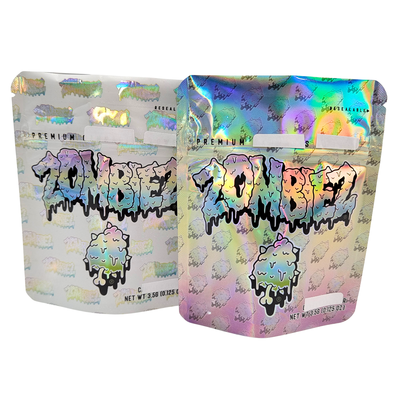 กระเป๋า Mylar Holographic กระเป๋ากันกลิ่นซับซ้อน กระเป๋ายืน 3.5g / 7g / 1oz / 1lb กระเป๋าพลาสติกกับซิป