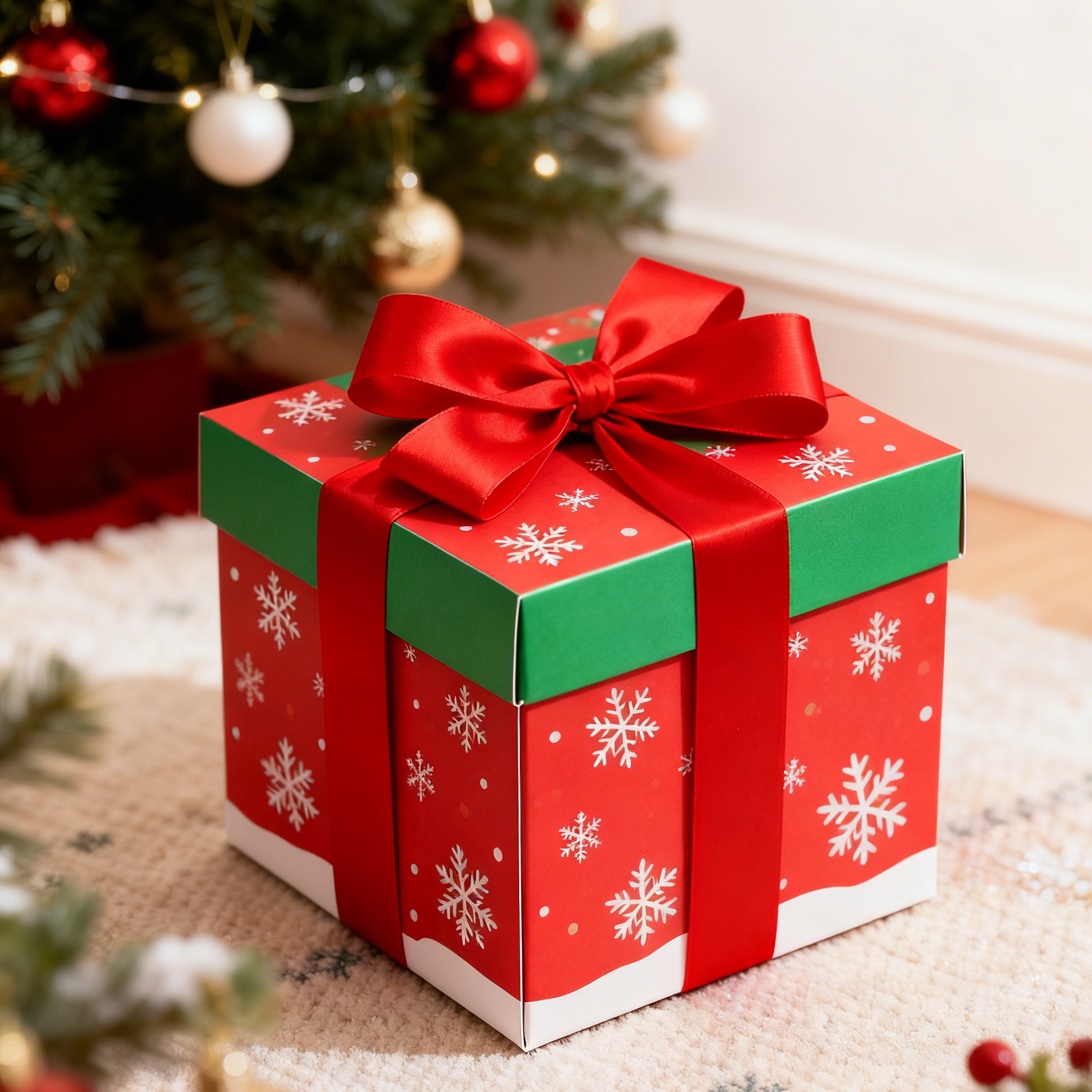 กล่องของขวัญสี่เหลี่ยมผืนผ้า Kraft รีไซเคิลได้ ย่อยสลายได้ ฝาพับ ริบบิ้น เคลือบ UV ด้าน กล่องของขวัญวันเกิด คริสต์มาสแบบกำหนดเอง