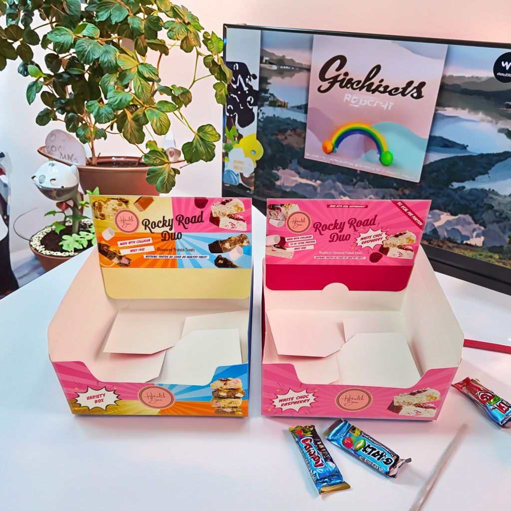 กล่องจอกระดาษพิมพ์แบบกําหนดเอง ความหนา 350 กรัม และสแตมปิ้งร้อนสําหรับบรรจุอาหารว่าง