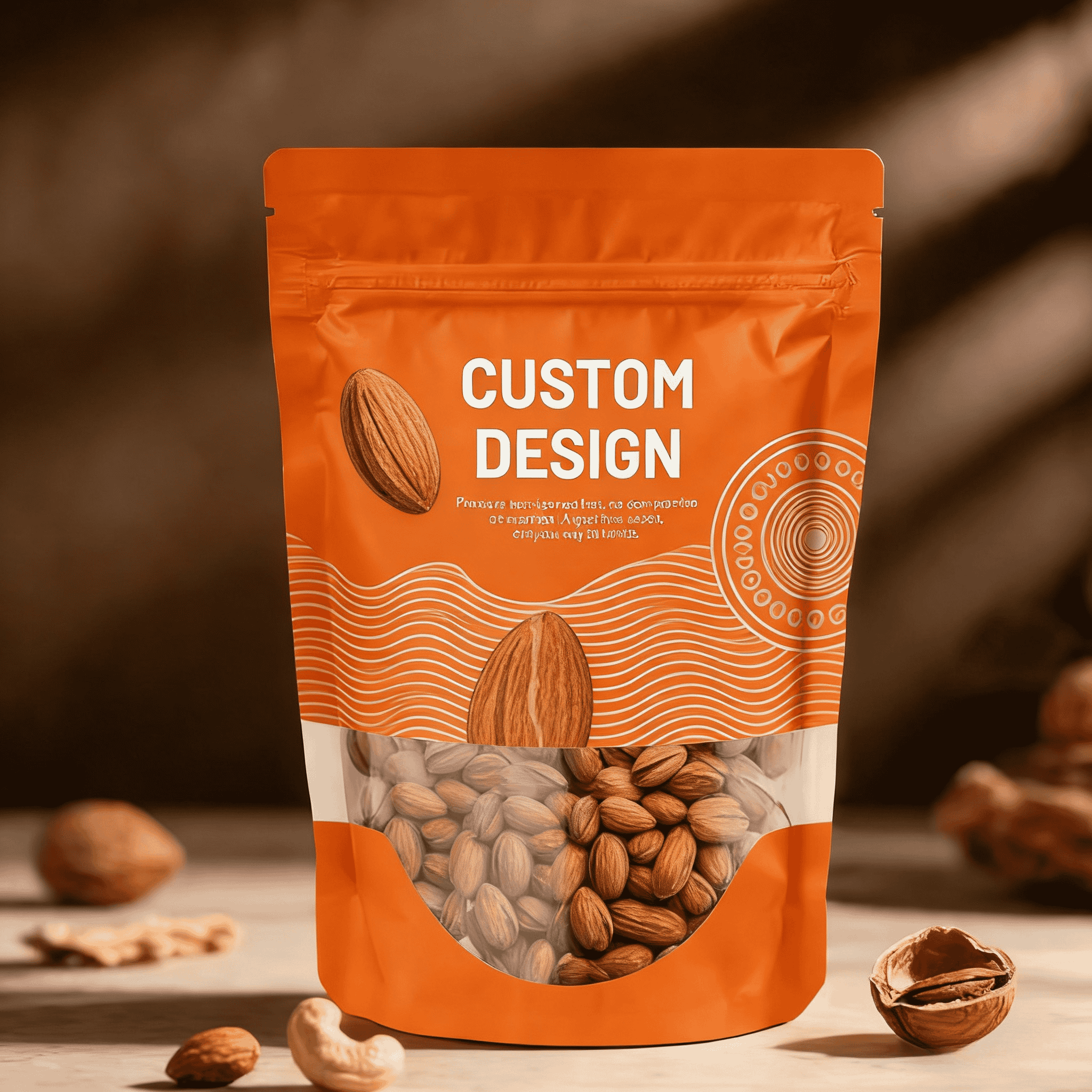 คุณภาพสูง การพิมพ์ดิจิตอลตามสั่ง กระเป๋าบรรจุอาหารพลาสติกรีไซเคิล พร้อมเครื่องปิดความร้อน ถุงยืน