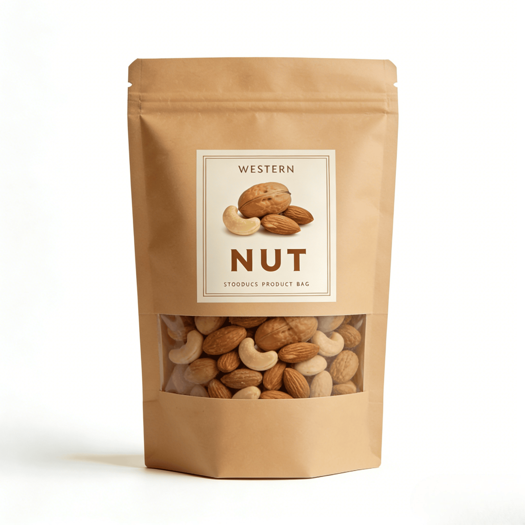 การพิมพ์ดิจิตอลที่กําหนดเอง กระดาษ Kraft กระดาษประปาความร้อน กระเป๋ายืนพร้อมหน้าต่าง สําหรับอาหารสัตว์เลี้ยงและอาหารว่าง กันความชื้น